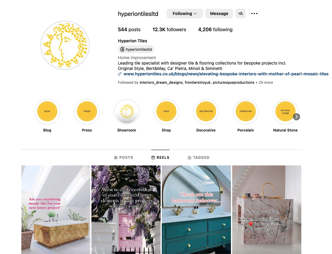 Hyperion Tiles Instagram feed